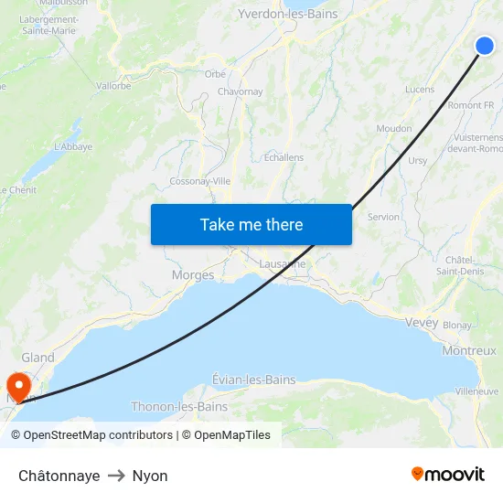 Châtonnaye to Nyon map