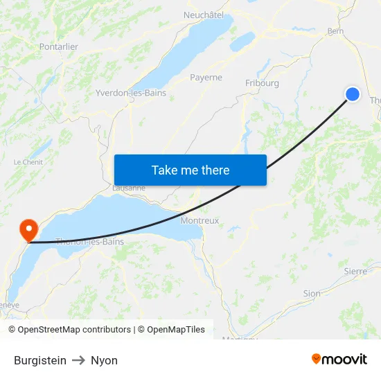 Burgistein to Nyon map