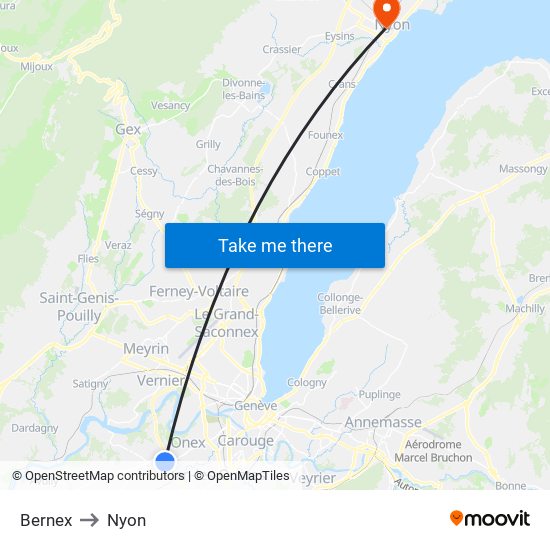 Bernex to Nyon map