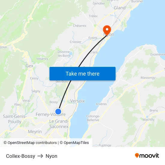 Collex-Bossy to Nyon map