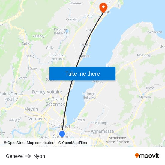 Genève to Nyon map