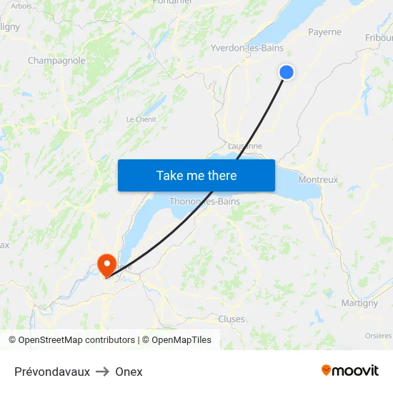 Prévondavaux to Onex map