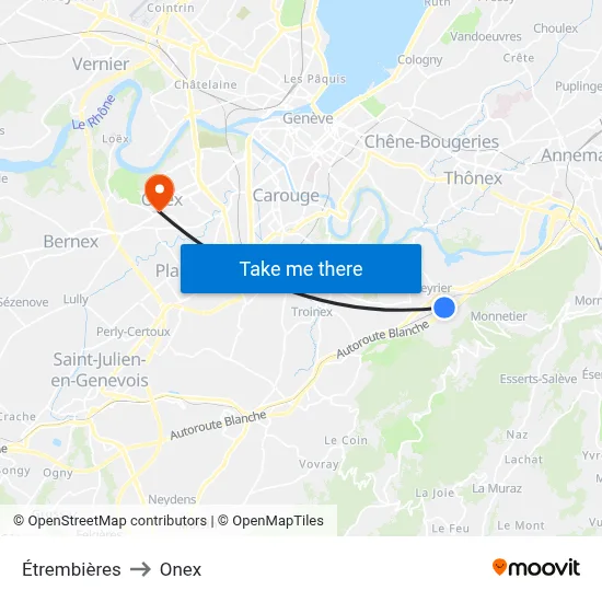 Étrembières to Onex map