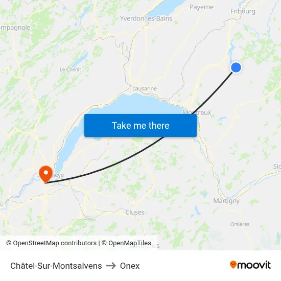 Châtel-Sur-Montsalvens to Onex map