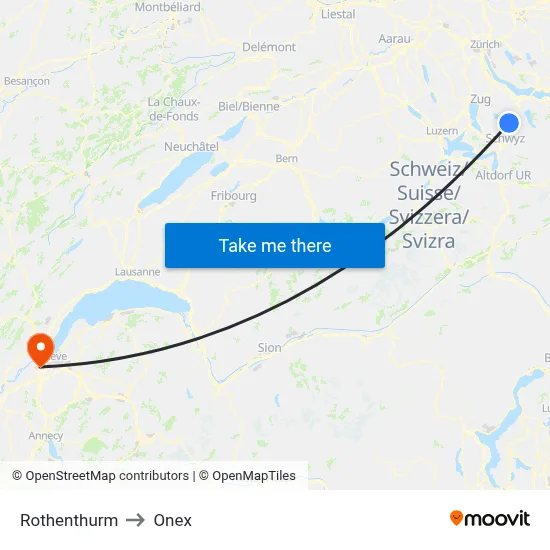 Rothenthurm to Onex map