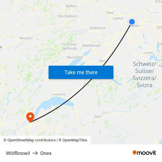 Wölflinswil to Onex map