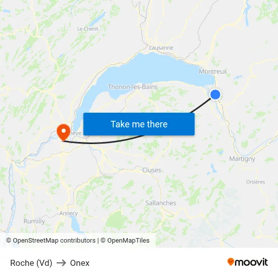 Roche (Vd) to Onex map