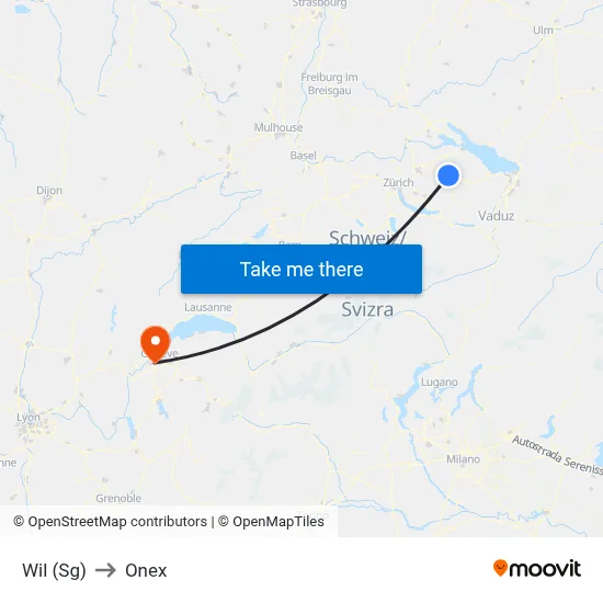 Wil (Sg) to Onex map