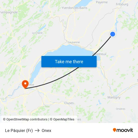 Le Pâquier (Fr) to Onex map