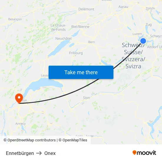 Ennetbürgen to Onex map
