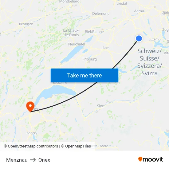 Menznau to Onex map