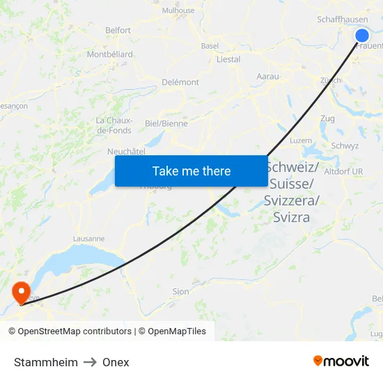 Stammheim to Onex map