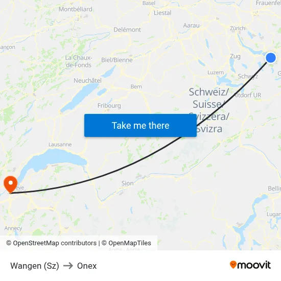 Wangen (Sz) to Onex map