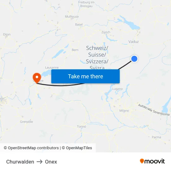 Churwalden to Onex map