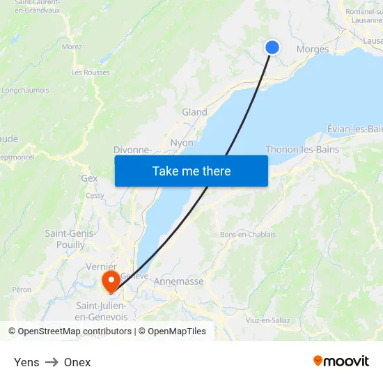 Yens to Onex map