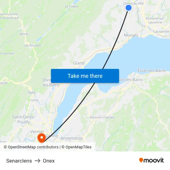 Senarclens to Onex map