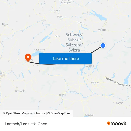 Lantsch/Lenz to Onex map