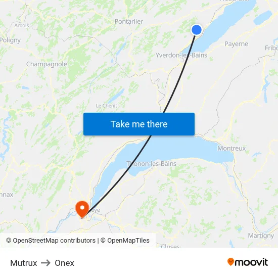 Mutrux to Onex map