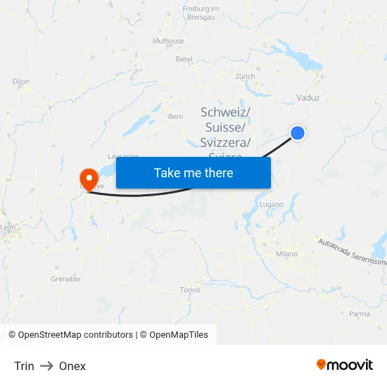 Trin to Onex map