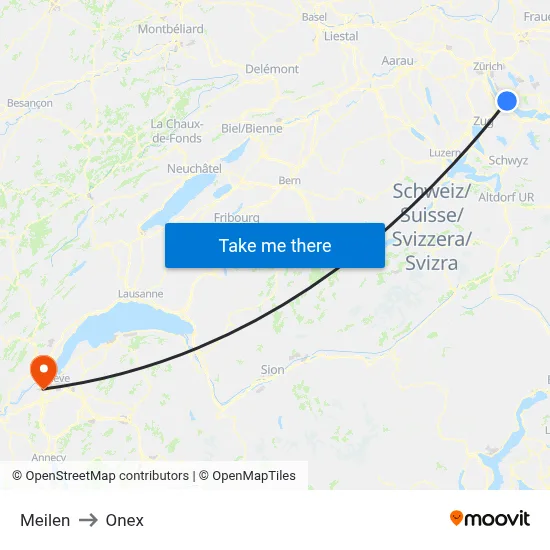 Meilen to Onex map