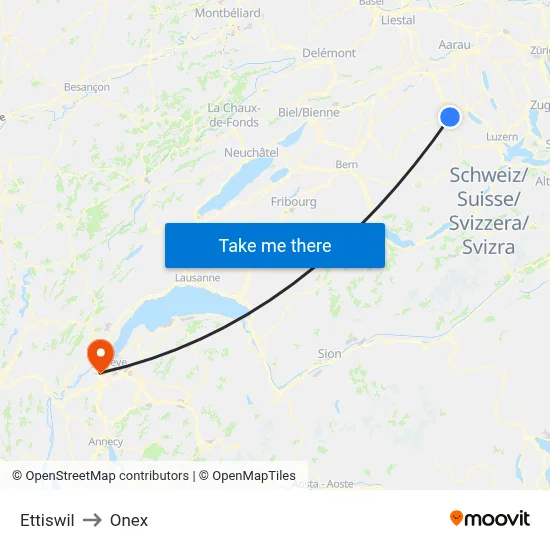 Ettiswil to Onex map