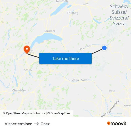 Visperterminen to Onex map