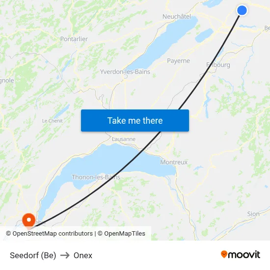 Seedorf (Be) to Onex map