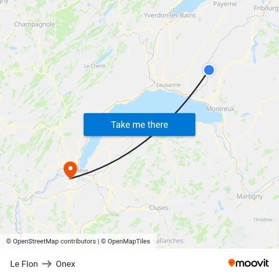 Le Flon to Onex map