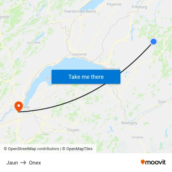 Jaun to Onex map