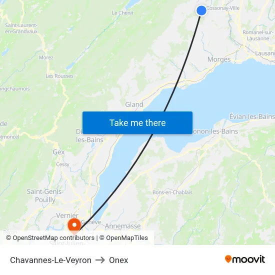 Chavannes-Le-Veyron to Onex map