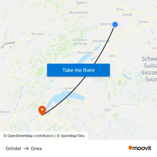 Grindel to Onex map