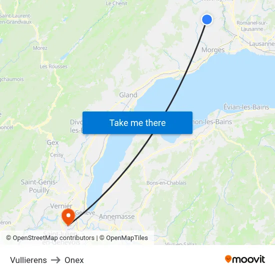 Vullierens to Onex map