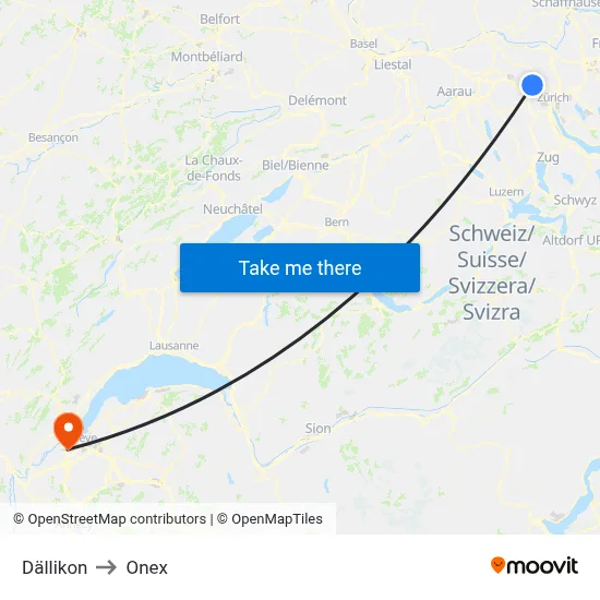 Dällikon to Onex map