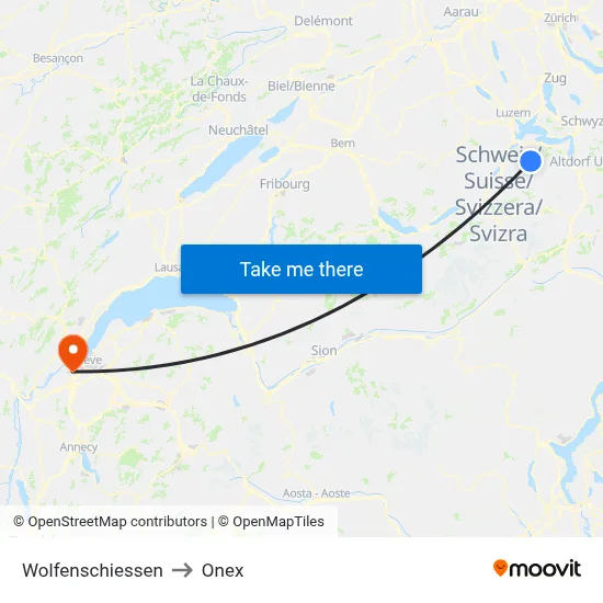Wolfenschiessen to Onex map
