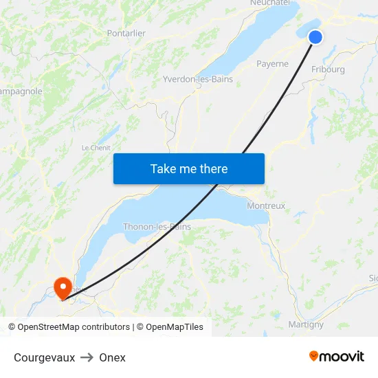Courgevaux to Onex map