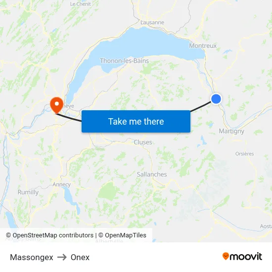 Massongex to Onex map