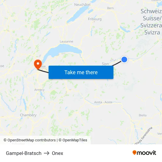Gampel-Bratsch to Onex map