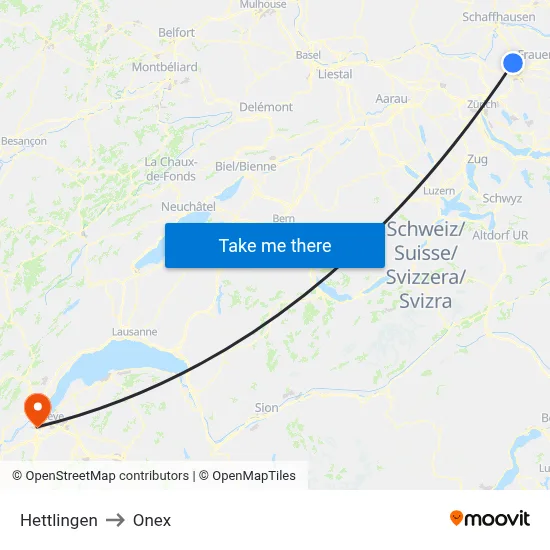 Hettlingen to Onex map