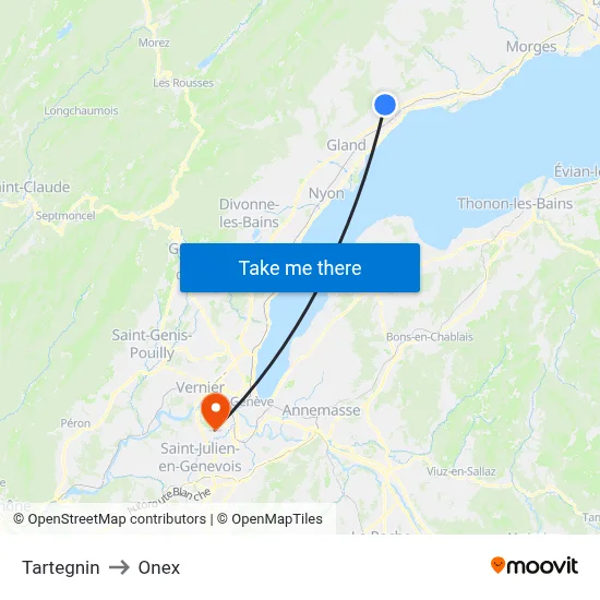 Tartegnin to Onex map