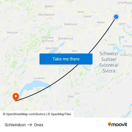 Schleinikon to Onex map