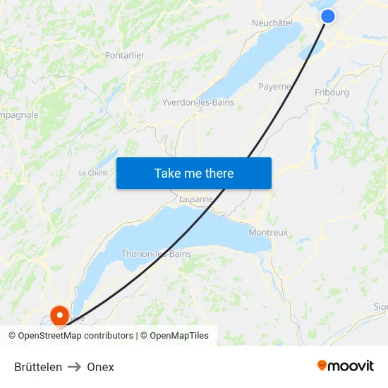 Brüttelen to Onex map