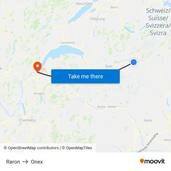 Raron to Onex map