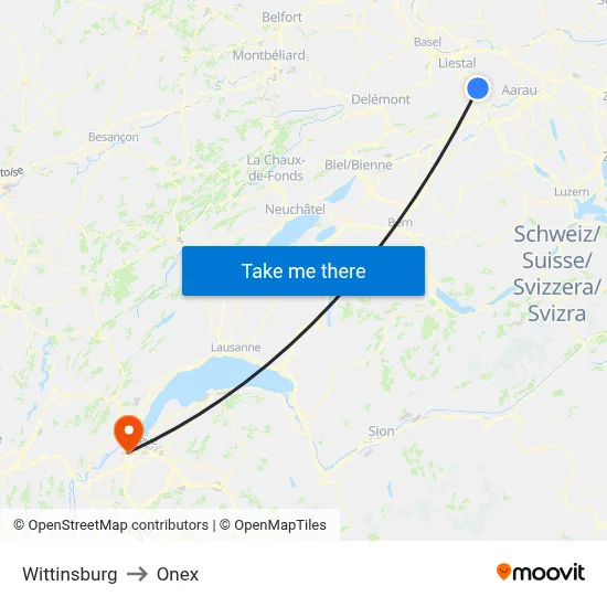 Wittinsburg to Onex map