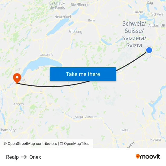 Realp to Onex map