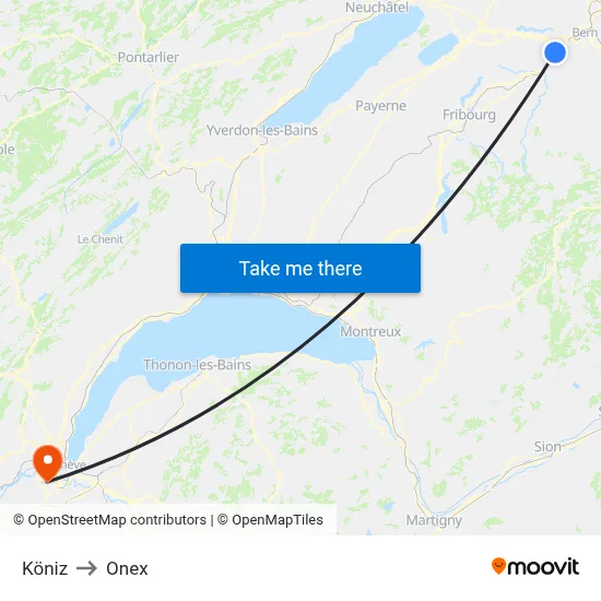 Köniz to Onex map