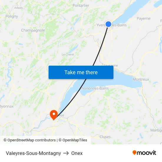 Valeyres-Sous-Montagny to Onex map