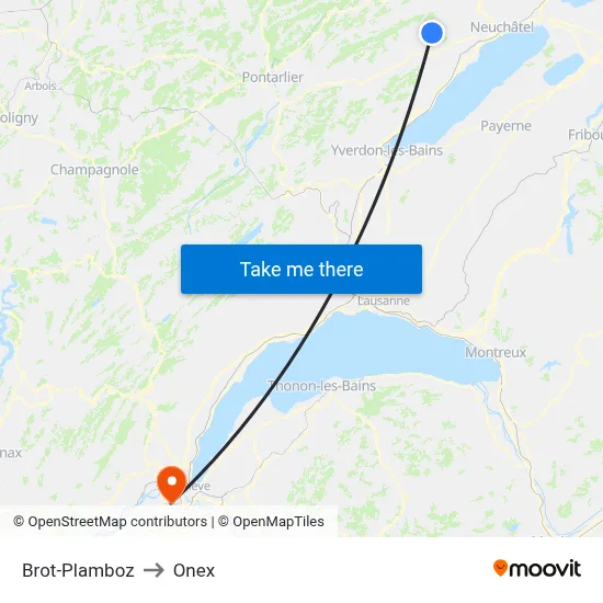 Brot-Plamboz to Onex map