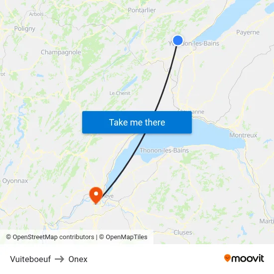 Vuiteboeuf to Onex map