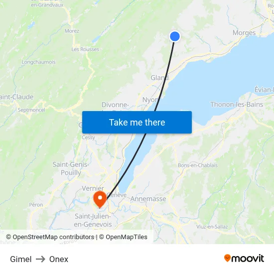 Gimel to Onex map