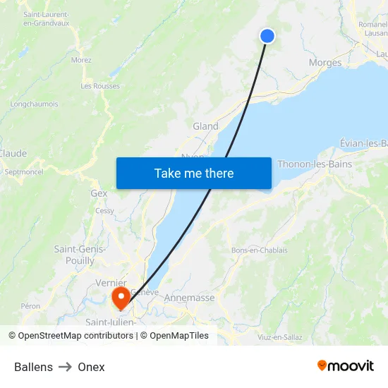 Ballens to Onex map